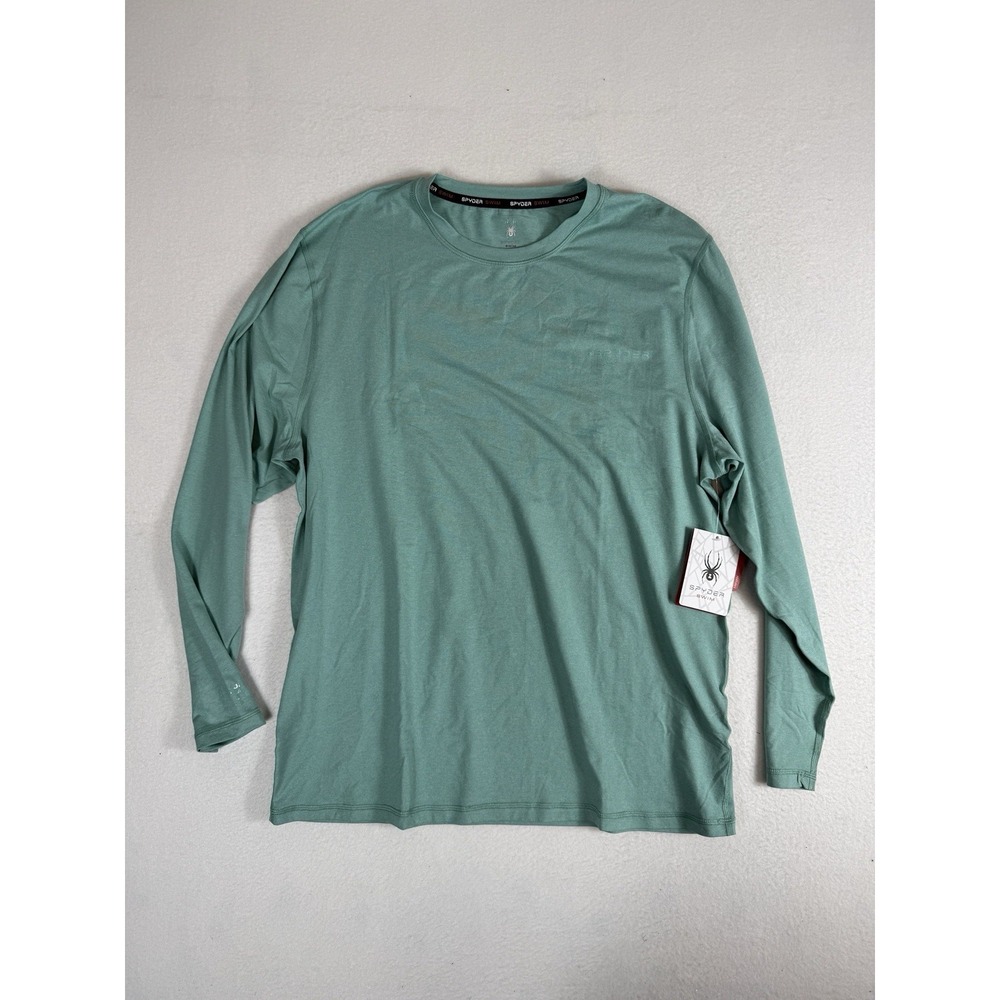 NWT Spyder Swim Long Sleeve Rash Guard Mens Large Green Sun Protection UPF 50+